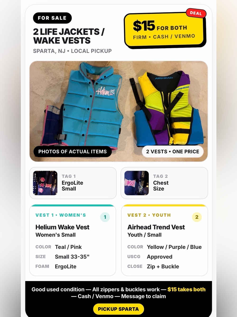 Helium youth Vest - women's airhead size small